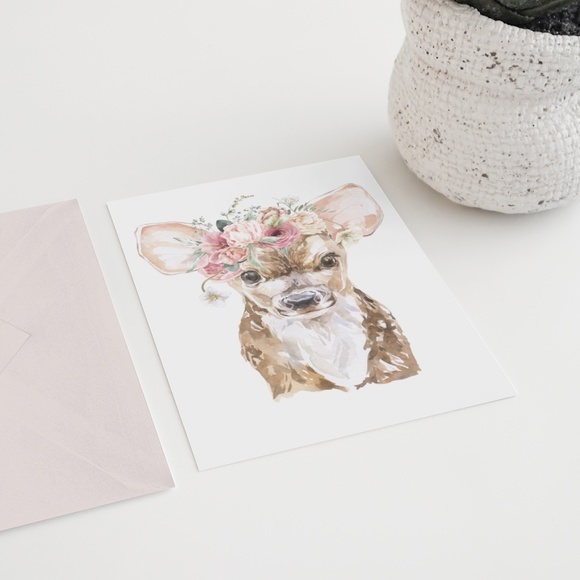 Watercolor Floral Deer Wall Art Illustration Print Poster Card Unframed - Picture 6 of 8